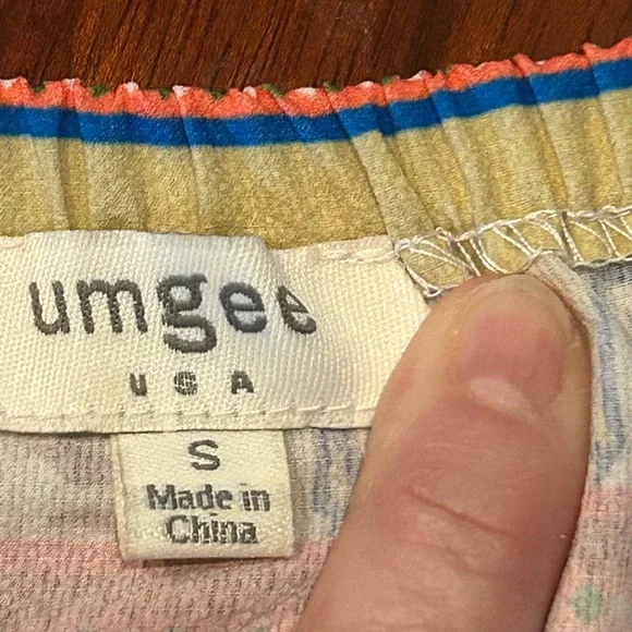 Umgee Floral Boho Blouse Off the Shoulder Small Mixed Print Womens Gypsy Top - Picture 7 of 9